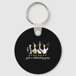 Happy New Year 2026 Funny Just A Celebrating Goose Key Ring