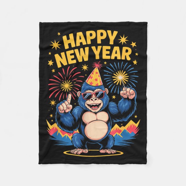 Happy New Year 2026 Funny Kids Bigfoot Lovers Part Fleece Blanket (Front)