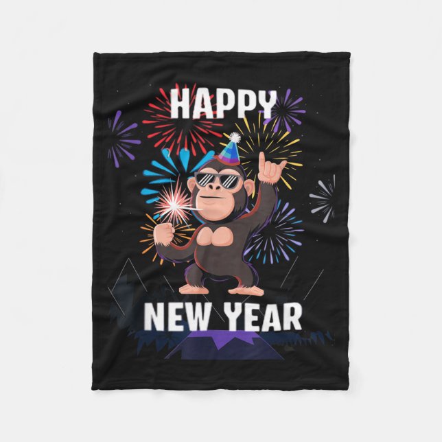 Happy New Year 2026 Funny Kids Bigfoot Lovers Part Fleece Blanket (Front)