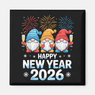 Happy New Year 2026 Gnome Cute Holiday Celebration Magnet