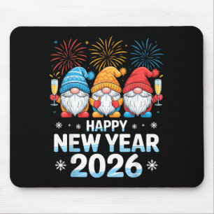 Happy New Year 2026 Gnome Cute Holiday Celebration Mouse Mat