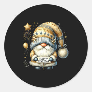 Happy New Year 2026 Gnome Watercolor Gnome New Yea Classic Round Sticker