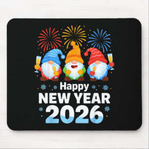 Happy New Year 2026 Gnome With Fireworks And Champ Mouse Mat