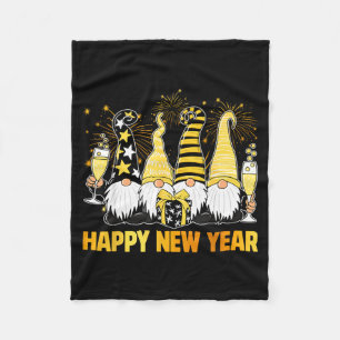 Happy New Year 2026 Gnomes Drinking Champagne New Fleece Blanket