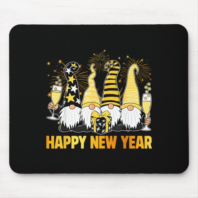 Happy New Year 2026 Gnomes Drinking Champagne New  Mouse Mat (Front)