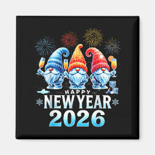 Happy New Year 2026 Gnomes Family Party New Years Magnet