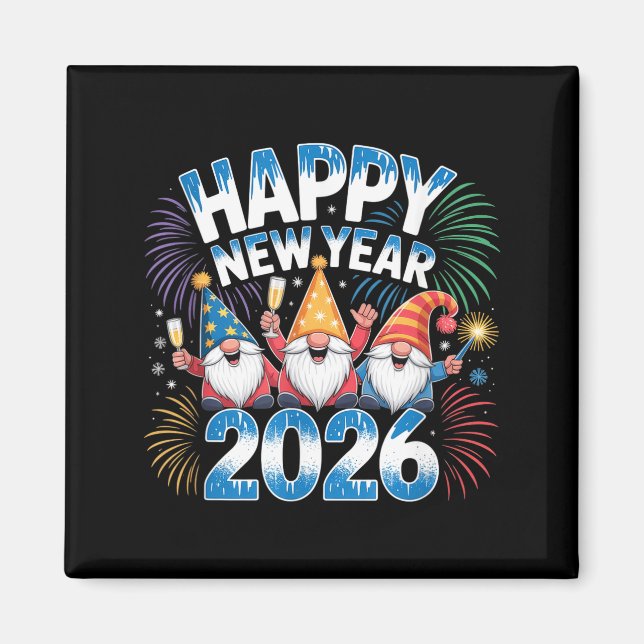 Happy New Year 2026 Gnomes Family Party New Years  Magnet (Front)