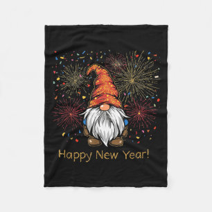 Happy New Year 2026 Gnomes Fireworks Confetti Fleece Blanket