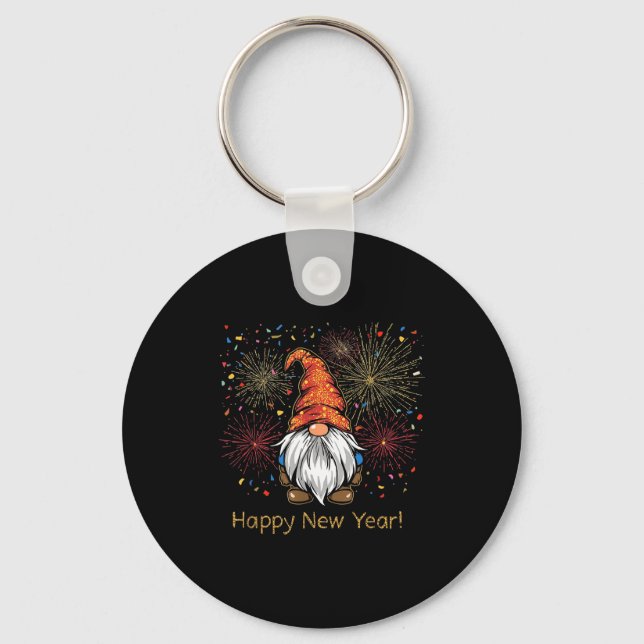 Happy New Year 2026 Gnomes Fireworks Confetti  Key Ring (Front)