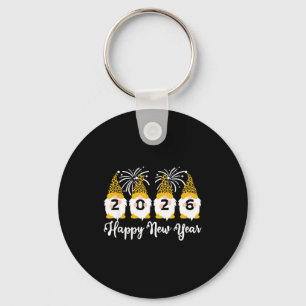 Happy New Year 2026 Gnomes Leopard Print Gnomies G Key Ring