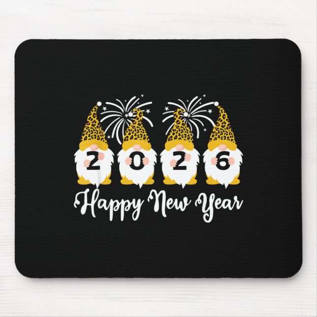 Happy New Year 2026 Gnomes Leopard Print Gnomies G Mouse Mat (Front)