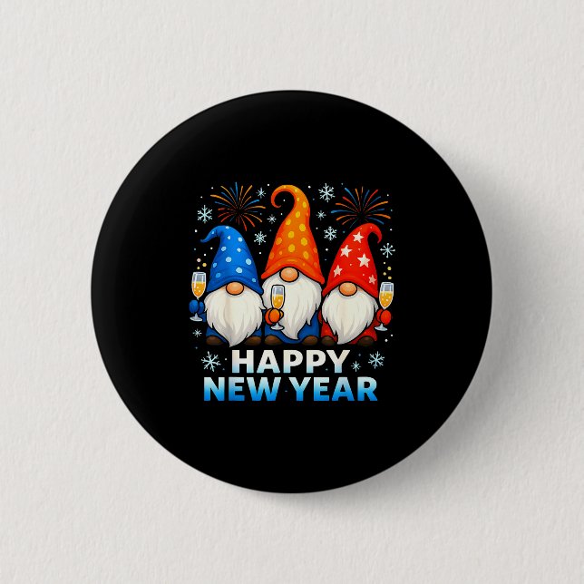 Happy New Year 2026 Gnomes Matching Family New Yea 6 Cm Round Badge (Front)