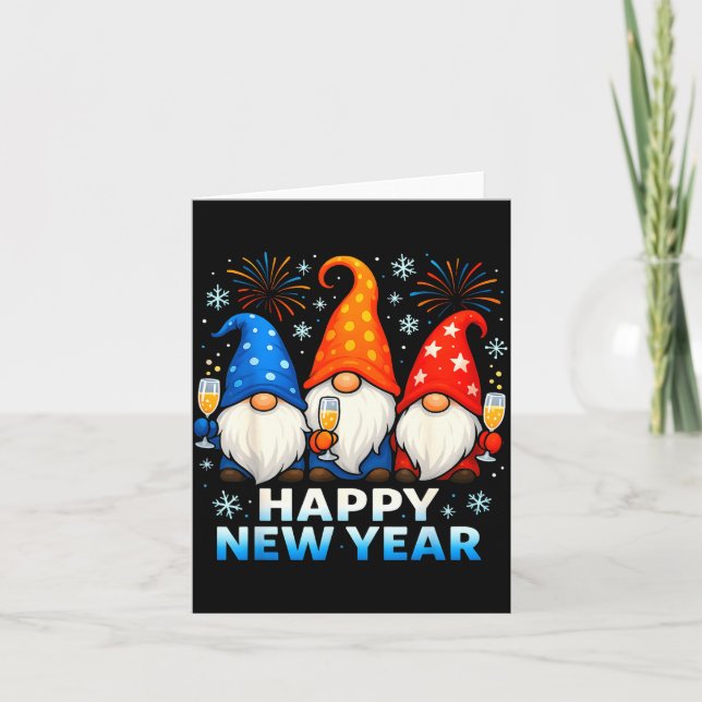 Happy New Year 2026 Gnomes Matching Family New Yea Card (Front)