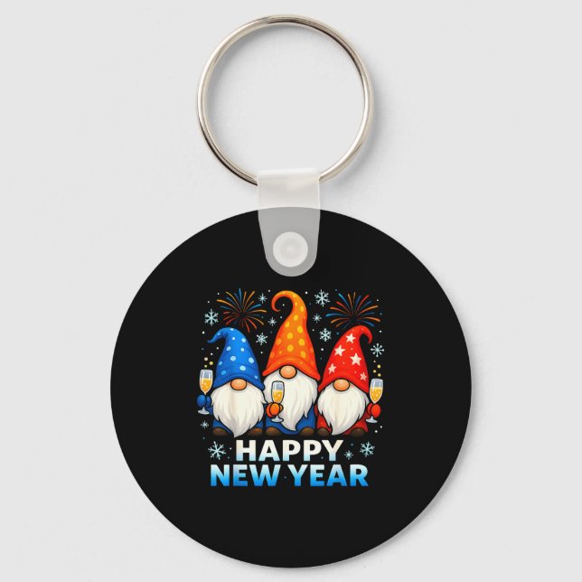 Happy New Year 2026 Gnomes Matching Family New Yea Key Ring (Front)