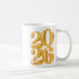 Happy New Year 2026 Gold Confetti Balloon Party Fa Coffee Mug