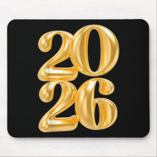 Happy New Year 2026 Gold Confetti Balloon Party Fa Mouse Mat
