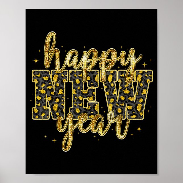 Happy New Year 2026 Gold Leopard Countdown Party F Poster (Front)