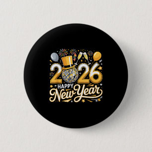 Happy New Year 2026 Gold Party Celebration Gift  6 Cm Round Badge