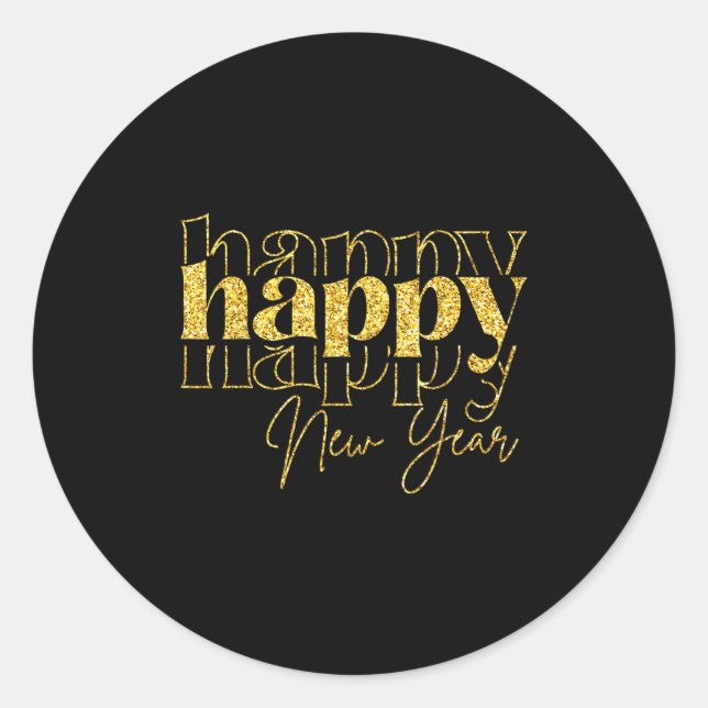 Happy New Year 2026 Gold Party Eve Family Xmas  Classic Round Sticker (Front)