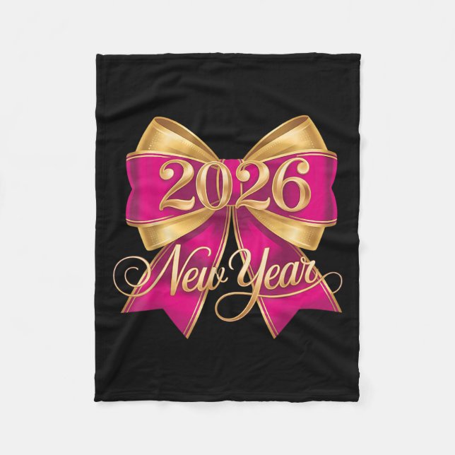 Happy New Year 2026 Gold Party Eve Family Xmas  Fleece Blanket (Front)