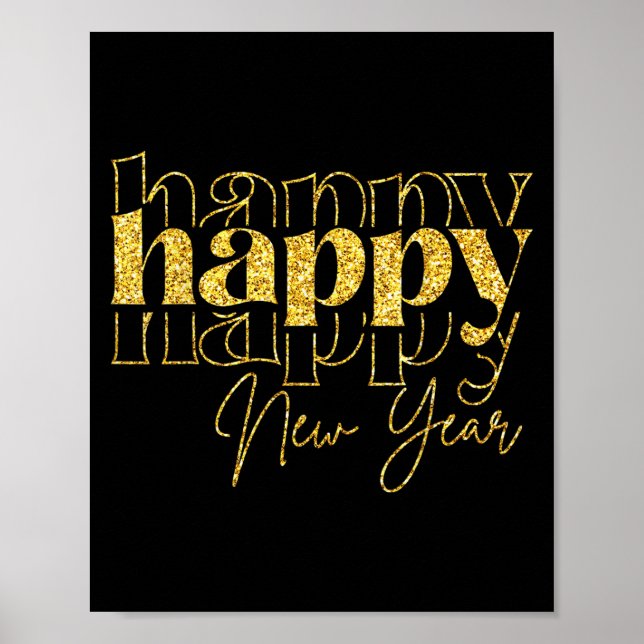 Happy New Year 2026 Gold Party Eve Family Xmas  Poster (Front)