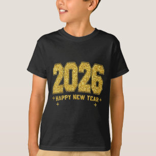 Happy New Year 2026 Gold Party Eve Family Xmas T-Shirt
