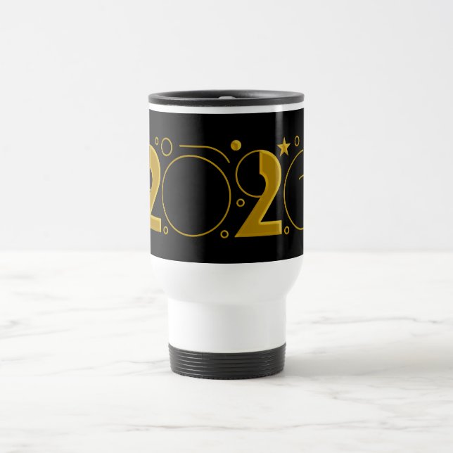 Happy New Year 2026 gold Travel Mug (Center)