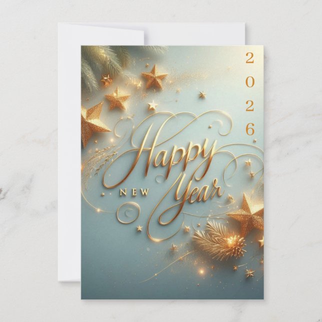 Happy New Year 2026 Greeting Card | Elegant  (Front)
