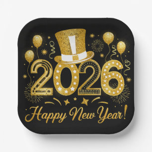 Happy New Year 2026 Holiday  Paper Plate