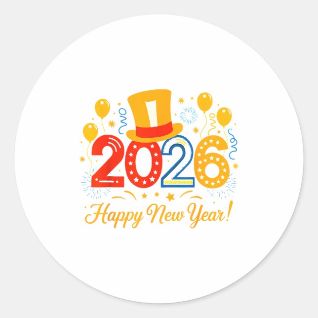 Happy New Year 2026 Holiday Party Family Celebrati Classic Round Sticker (Front)