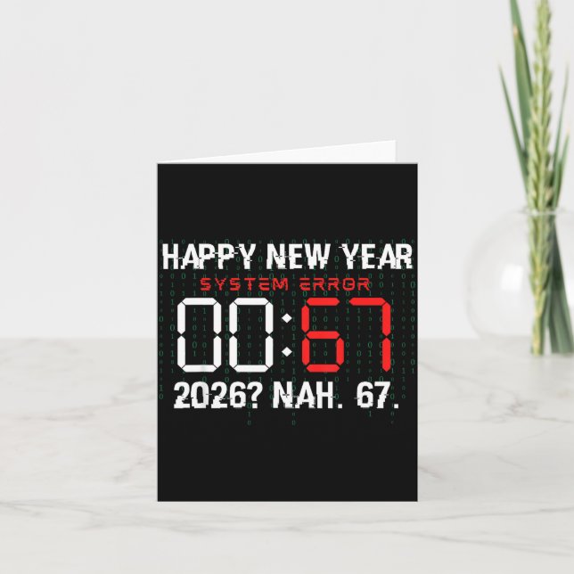 Happy New Year 2026 Humor Clock 6 7 Meme System Er Card (Front)