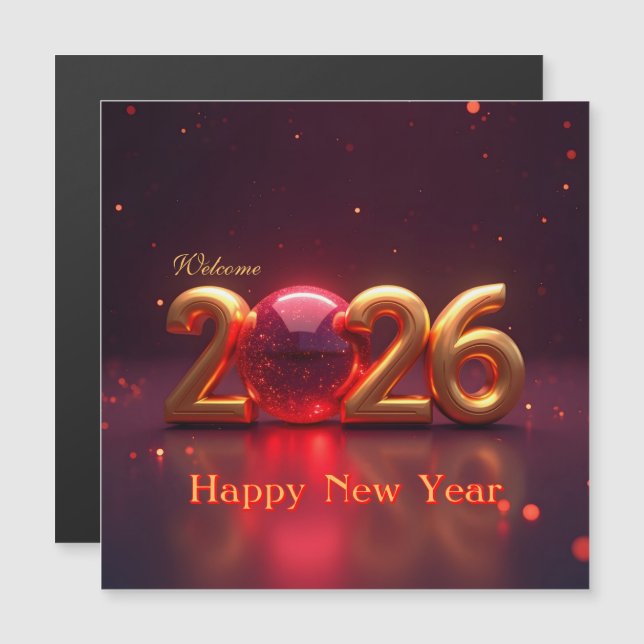 Happy New Year 2026 Magnetic Invitation (Front/Back)