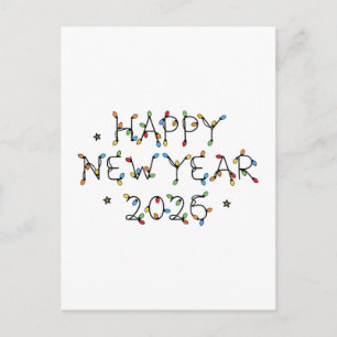 Happy New Year 2026 Minimalist Design Holiday Postcard