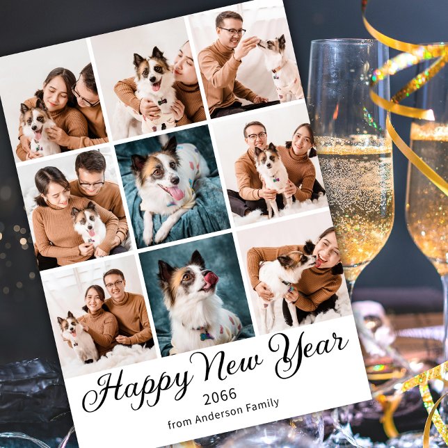 Happy New Year 2026 Modern Family Photo Collage  Holiday Card (Creator Uploaded)