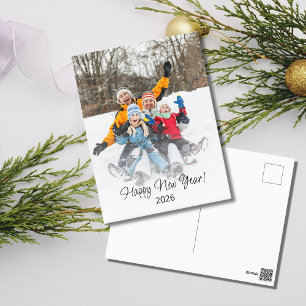 Happy New Year 2026 Modern Family Photo  Holiday Postcard