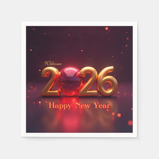 Happy New Year 2026 Napkin (Front)