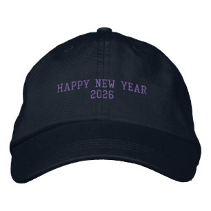 Happy New Year 2026 Navy Colour Fresh-Hat Fits Wea Embroidered Hat
