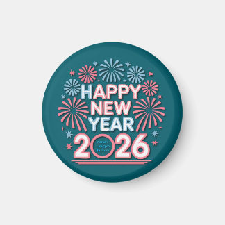 Happy New Year 2026 Neon Countdown Magnet