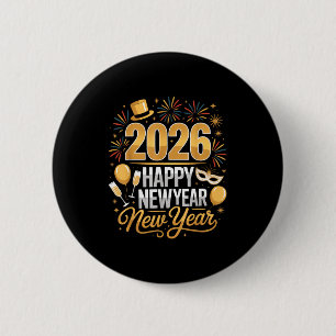 Happy New Year 2026 New Year Party Ballon Family M 6 Cm Round Badge