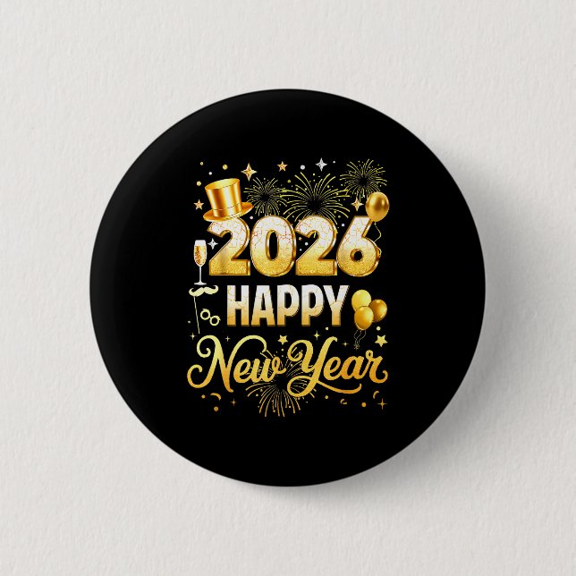 Happy New Year 2026 New Year Party Ballon Family M 6 Cm Round Badge (Front)