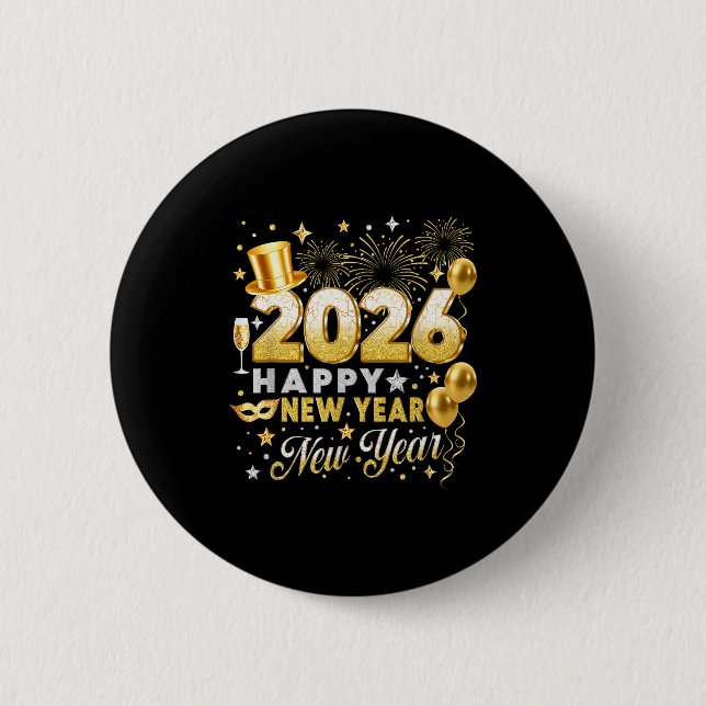 Happy New Year 2026 New Year Party Ballon Family M 6 Cm Round Badge (Front)