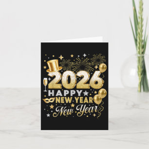 Happy New Year 2026 New Year Party Ballon Family M Card