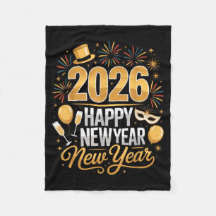Happy New Year 2026 New Year Party Ballon Family M Fleece Blanket