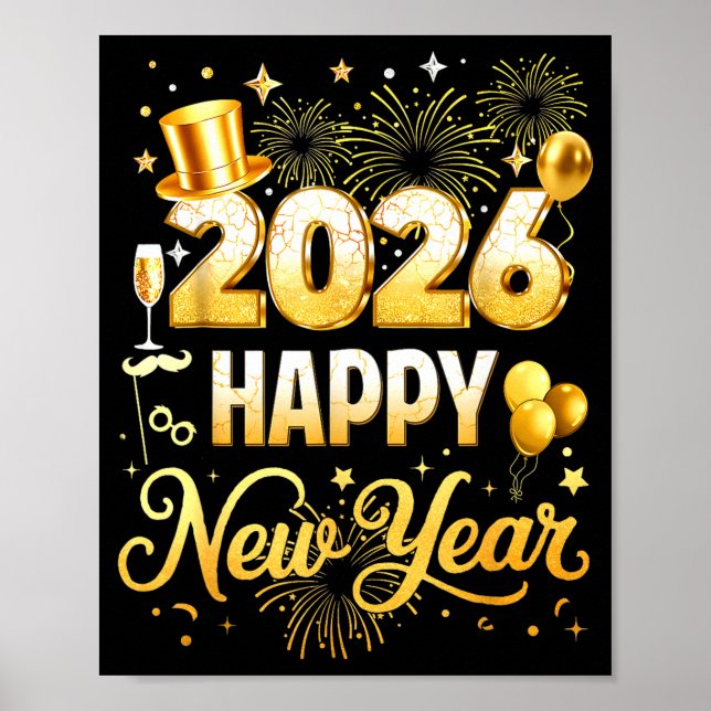 Happy New Year 2026 New Year Party Ballon Family M Poster (Front)