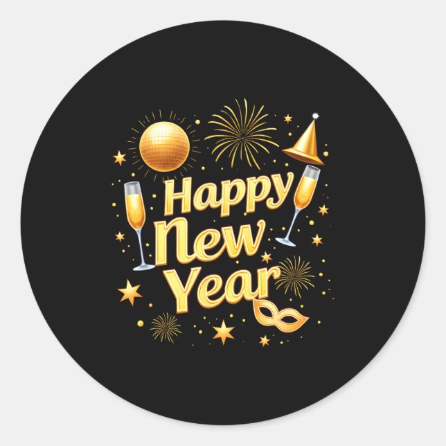 Happy New Year 2026 New Years Eve Party Countdown  Classic Round Sticker (Front)