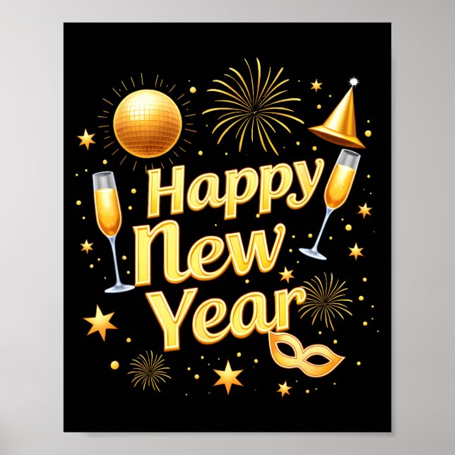 Happy New Year 2026 New Years Eve Party Countdown  Poster (Front)