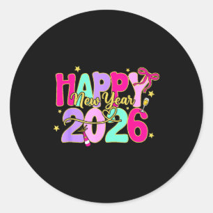 Happy New Year 2026 New Years Eve Party Family Mat Classic Round Sticker
