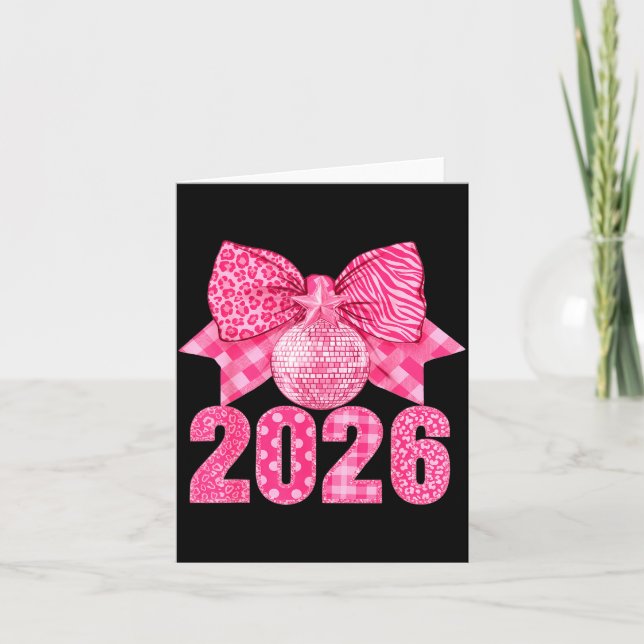 Happy New Year 2026 Nk Bow Patchwork Leopard Zebra Card (Front)