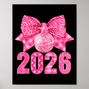 Happy New Year 2026 Nk Bow Patchwork Leopard Zebra Poster