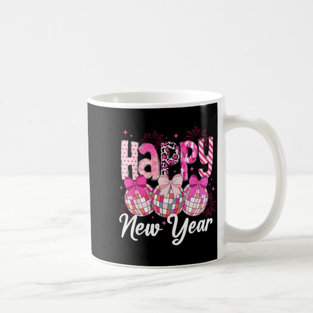Happy New Year 2026 Nk Coquette Bow Disco Ball Fir Coffee Mug (Right)